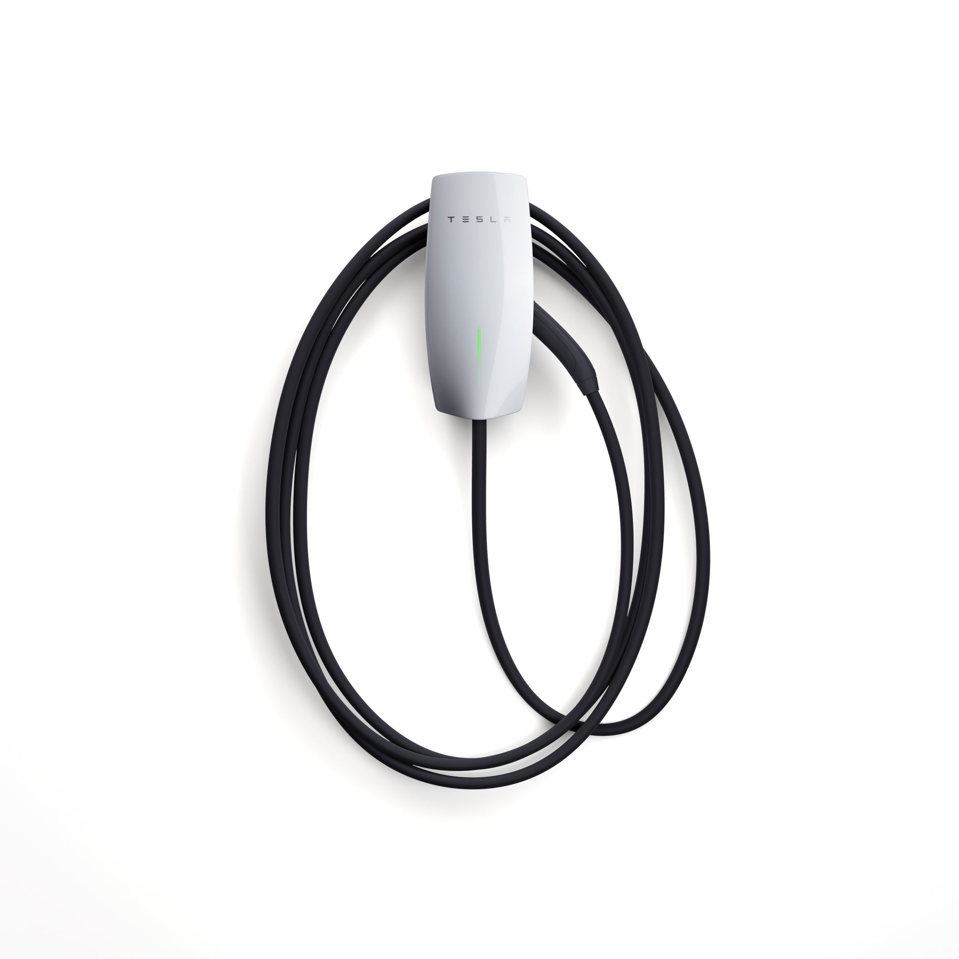 Tesla Wall Connector Generation 3 Tethered EV Chargepoint 1529455-02-E - front, mounted with cables