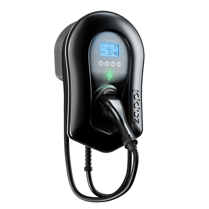 zappi Tethered EV Charger in Black - left