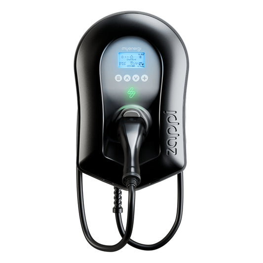 zappi Tethered EV Charger in Black - front