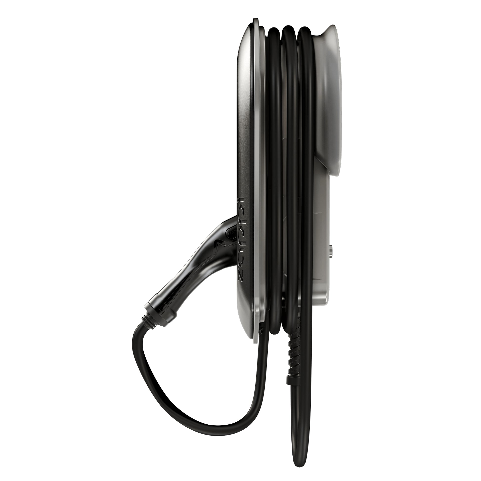 zappi Tethered EV Charger in Black - side